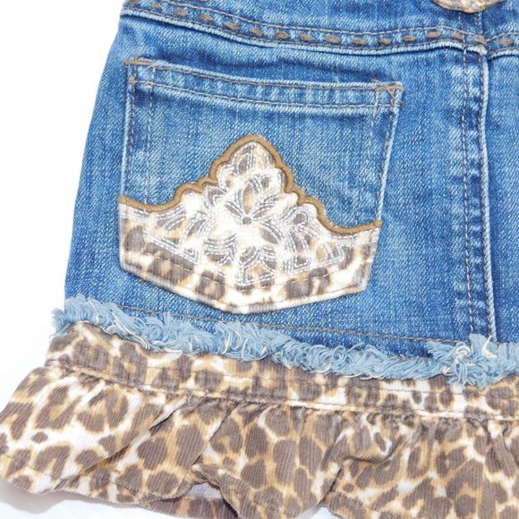 The Children's Place Girls 3T Denim Leopard Print Trim Skirt - Picture 6 of 10